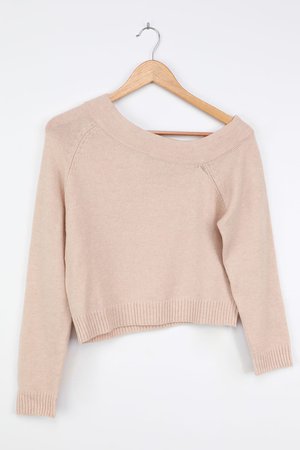 Blush Sweater - Off-the-Shoulder Sweater - Asymmetrical Sweater - Lulus