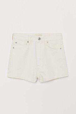 Denim Shorts High Waist - White
