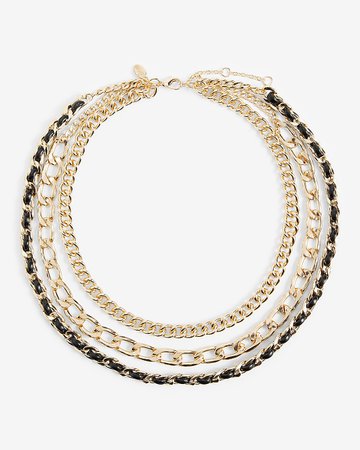 3 Row Faux Leather Chain Necklace | Express