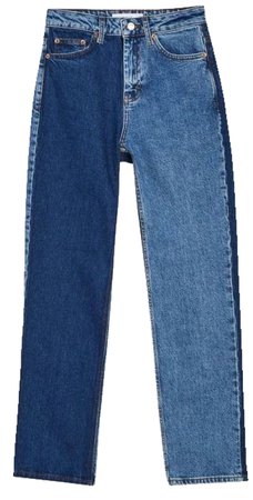 two tone straight leg jeans