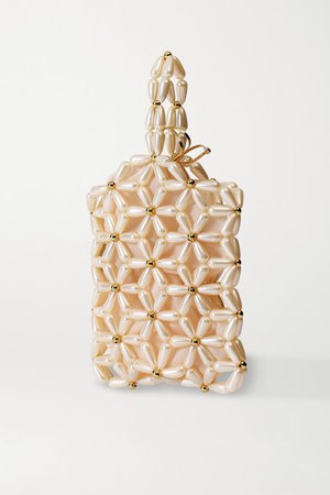 Daisy Faux Pearl And Gold-tone Tote - Ivory