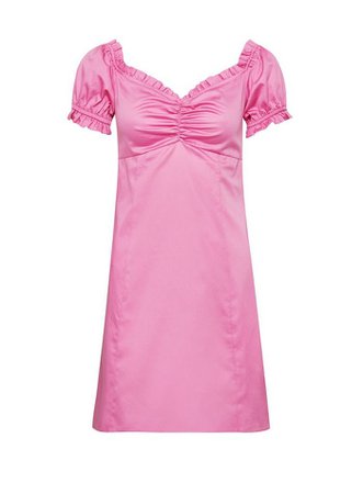 Pink Poplin Bardot Mini Dress | Miss Selfridge