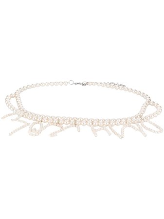 Shop Moschino pearl-embellished belt with Express Delivery - FARFETCH