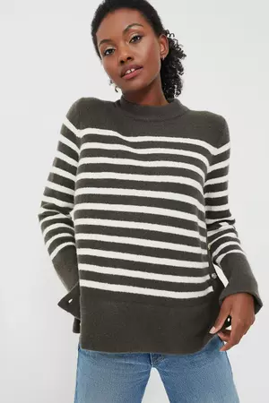 Evergreen and Ivory Stripe Bonnie Sweater | Tuckernuck