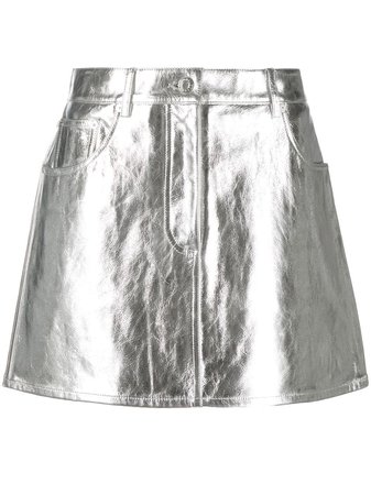 Helmut Lang Metallic Leather Mini Skirt - Farfetch
