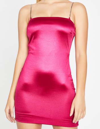 hot pink satin mini dress