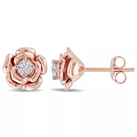 Miadora 10k Rose Gold Flower Earrings