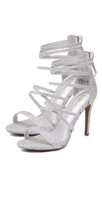 high heels shiny silver