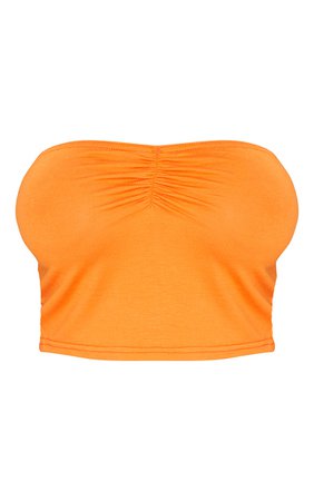 Orange Ruched Front Bandeau Crop Top | PrettyLittleThing USA