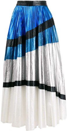 colour block pleated skirt