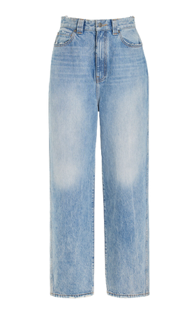 Khaite Martin Distressed Rigid High-Rise Straight-Leg Jeans