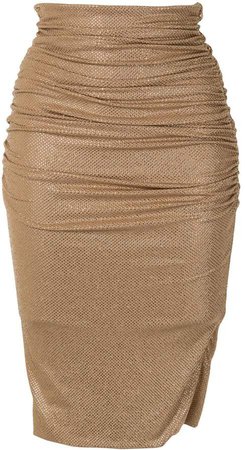 crystal ruched pencil skirt