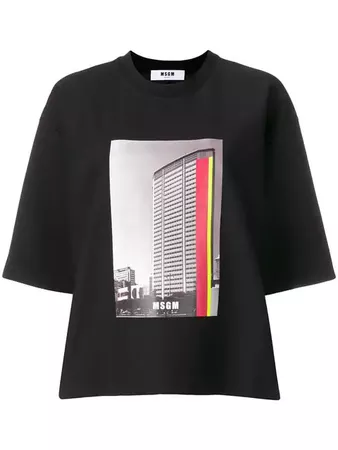 MSGM Picture Print Oversized T-shirt