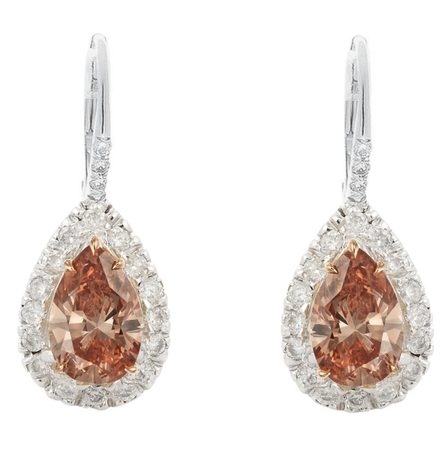 brown and white diamond earrings