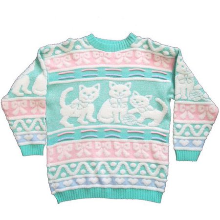 pastel ugly christmas sweater cat