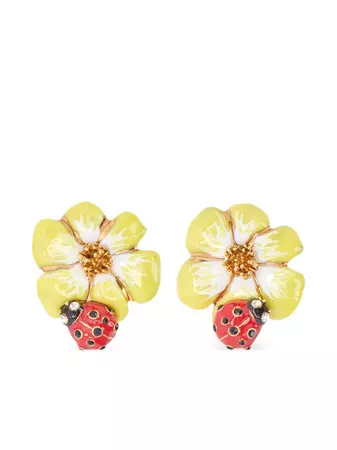 Oscar De La Renta Ladybug Flower Earrings - Farfetch
