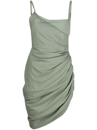 Jacquemus ruched-detail Asymmetric Mini Dress - Farfetch