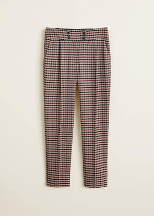 Straight checkered trousers