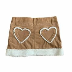 brown fuzzy heart miniskirt