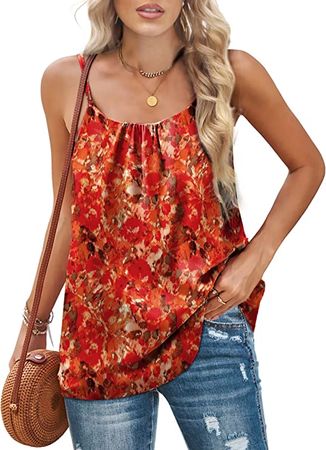 Amazon.com: Tank Tops for Women Casual Summer Oversized Sleeveless Camisole Orange Floral 3XL : Clothing, Shoes & Jewelry