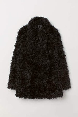 Faux Fur Jacket - Black