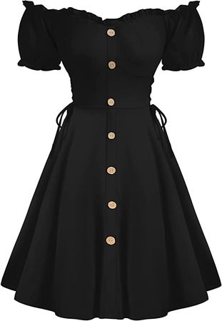 Amazon.com: Womens Goth Skater Dresses Vintage Retro Lace Up Victorian Vampire Dress Black L : Clothing, Shoes & Jewelry