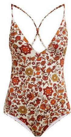 Tata Floral Print Swimsuit - Womens - Orange Print