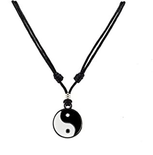 Amazon.com : BlueRica Yin Yang Pendant on Adjustable Black Rope Cord Necklace