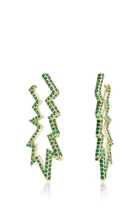 Green Topaz Ziggle Deflated Hoop Earring by Sabine Getty | Moda Operandi