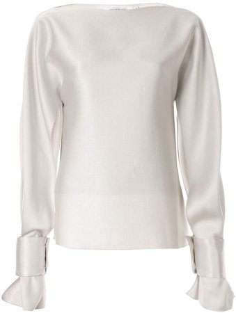 slit long-sleeve blouse