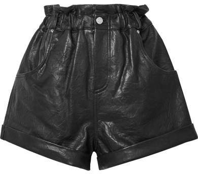 Shea Crinkled-leather Shorts - Black