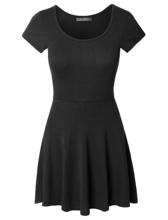 Casual Short Sleeve Fit and Flare Asymmetrical Skater Dress | LE3NO