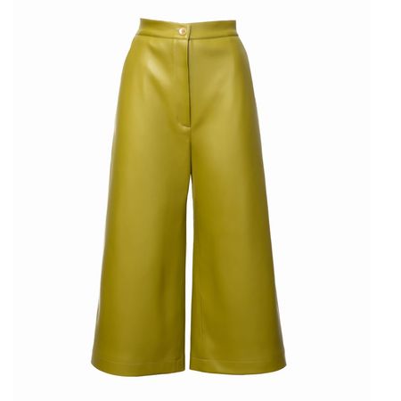 Green Faux Leather Cropped Trousers | Julia Allert | Wolf & Badger