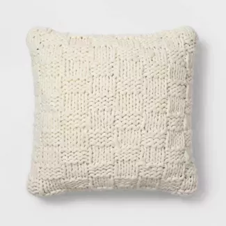 Chunky Knit Oversize Square Throw Pillow Cream - Threshold™ : Target
