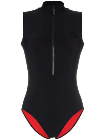 Burberry Wawoi high neck zip rubber logo swimsuit £390 - Shop Online. Same Day Delivery in London
