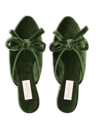 Shop Olivia Morris At Home Daphne velvet slippers with Express Delivery - FARFETCH