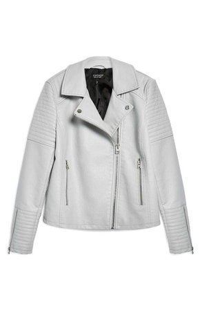 Topshop | Rosa Biker Jacket in Light Grey