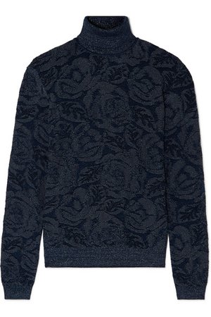 Chloé | Metallic jacquard-knit turtleneck sweater | NET-A-PORTER.COM