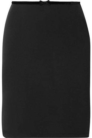 Velvet-trimmed Modal-blend Ponte Mini Skirt - Black