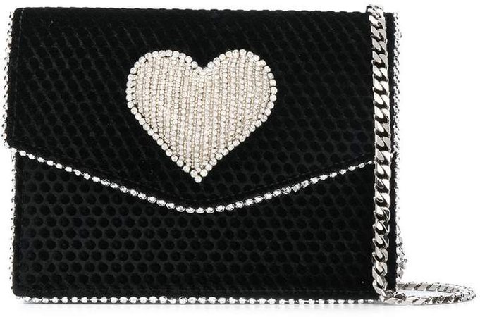 embellished heart crossbody bag