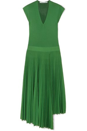 Agnona | Asymmetric pleated silk and cotton-blend dress | NET-A-PORTER.COM