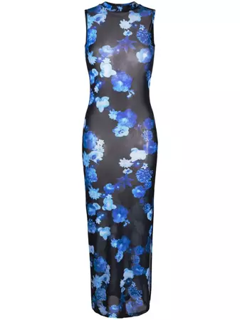 Coperni floral-print Mesh Maxi Dress - Farfetch