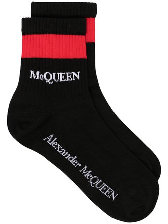 Alexander McQueen stripe-trim Logo Socks
