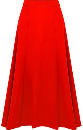 Ruth Wool-crepe Midi Skirt - Red
