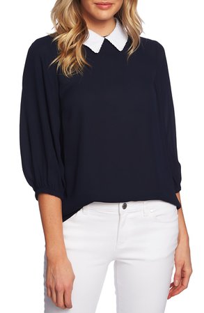 CeCe Embroidered Collar Blouse | Nordstrom
