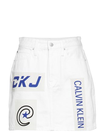 Calvin Klein Jeans High Rise Mini Skirt (Bmx Patch White) (64.95 €) - Calvin Klein Jeans - | Boozt.com