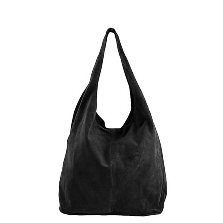 Black Soft Suede Hobo Shoulder Bag | Sostter | Wolf & Badger