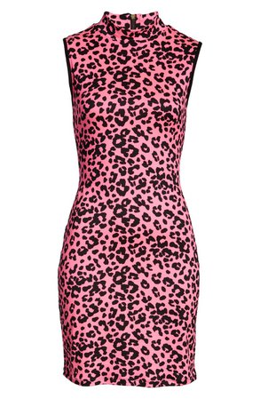 Fraiche by J Juma Leopard Print Mock Neck Dress | Nordstrom