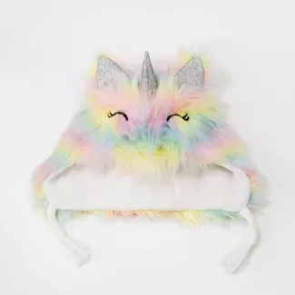 Girls' Unicorn Faux Fur Earflap Beanie - Cat & Jack™ One Size : Target