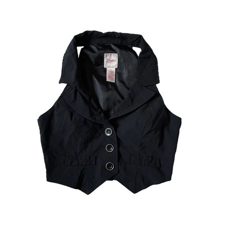 black collared button up cropped waistcoat vest